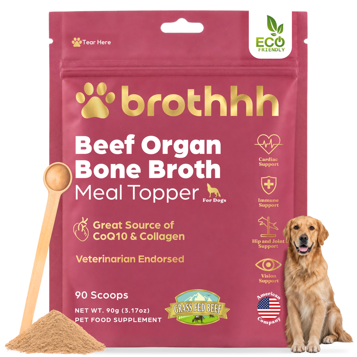 Beef Organ Bone Broth Meal Topper - 100% Grass-Fed - for Dogs