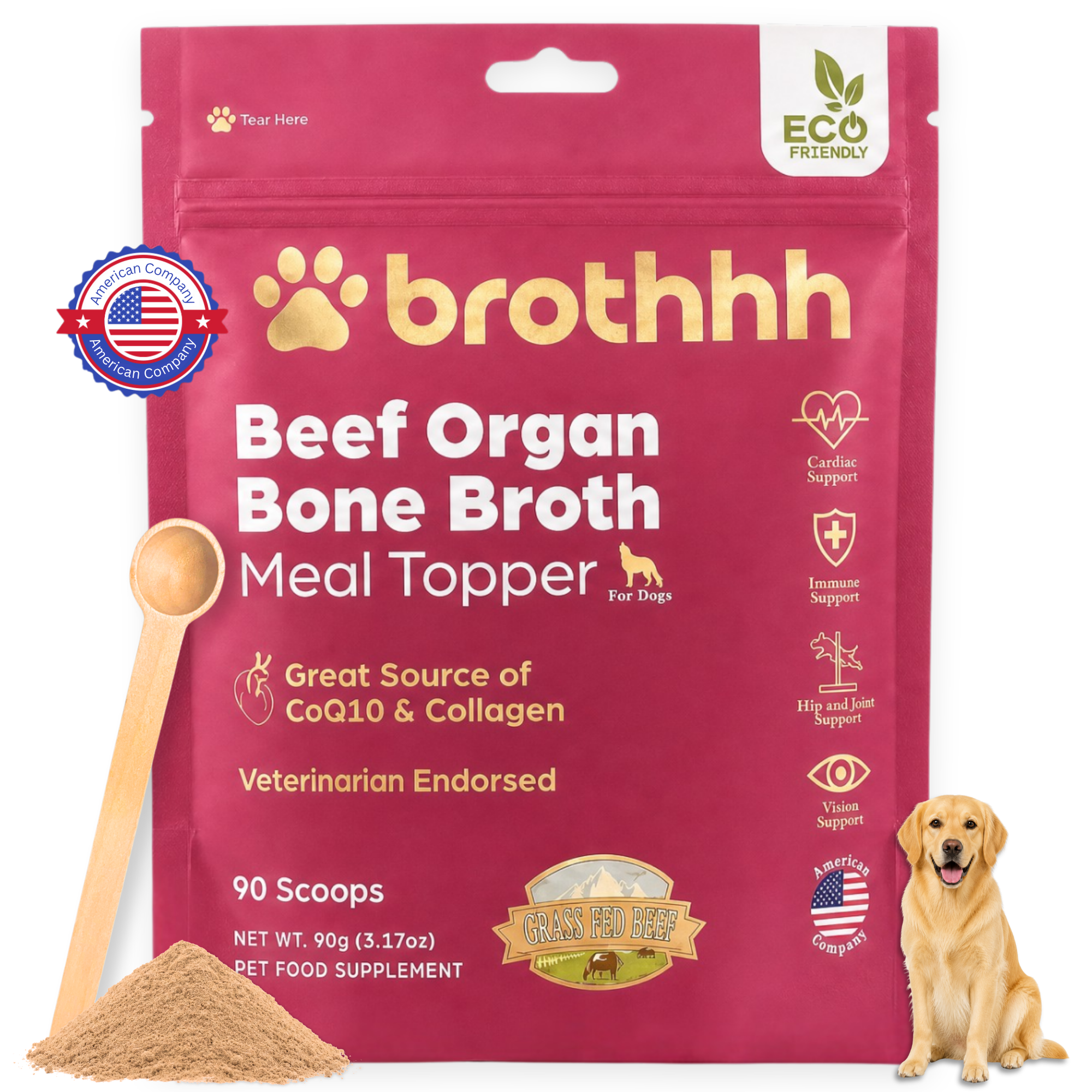 Beef Organ Bone Broth Meal Topper - 100% Grass-Fed - for Dogs