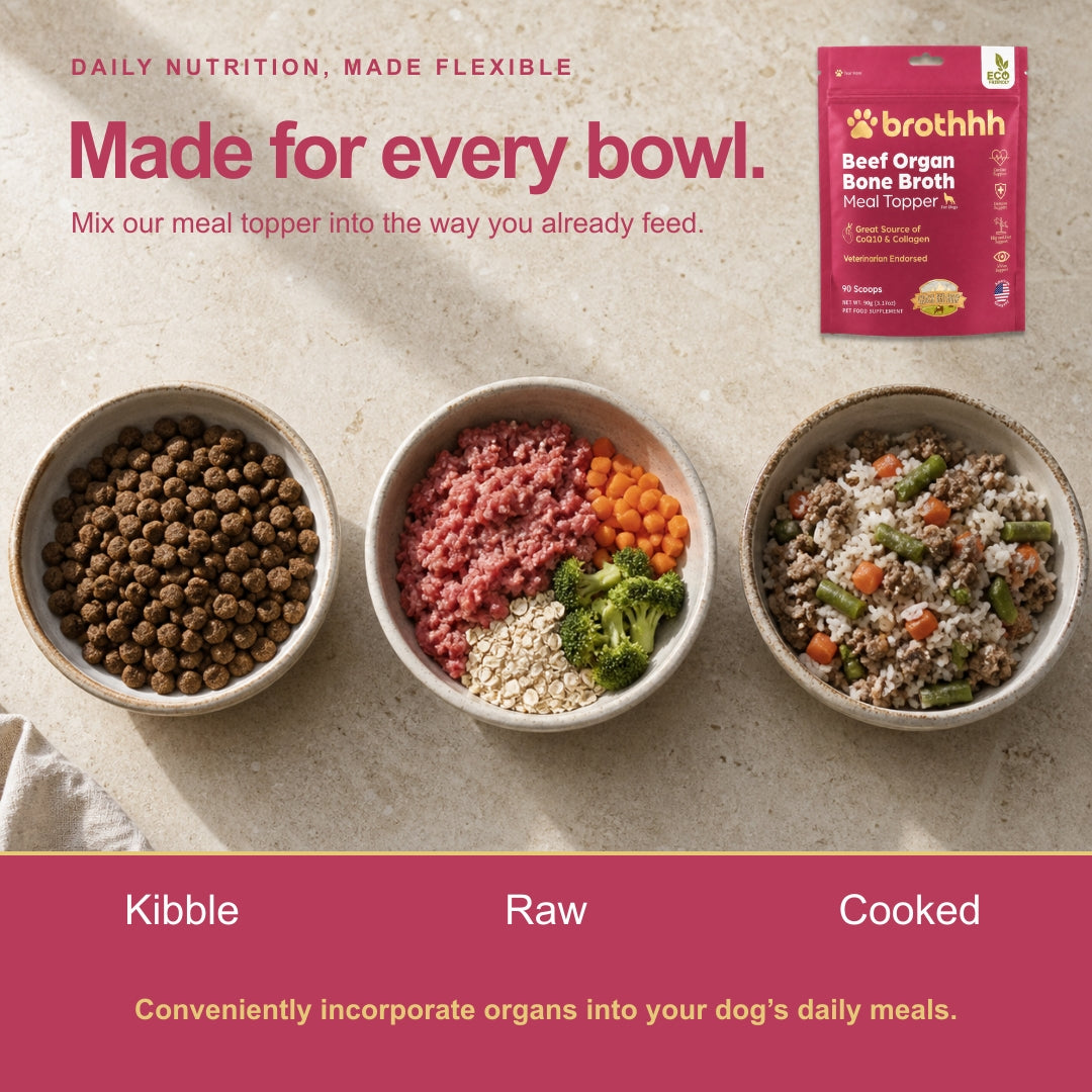 Beef Organ Bone Broth Meal Topper - 100% Grass-Fed - for Dogs
