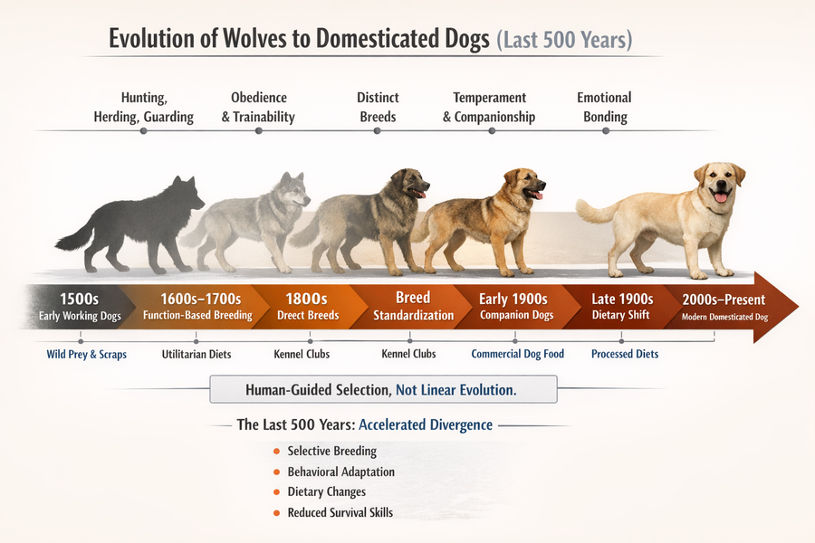 Wolf to the Domesticated Dog Evolution Timeline